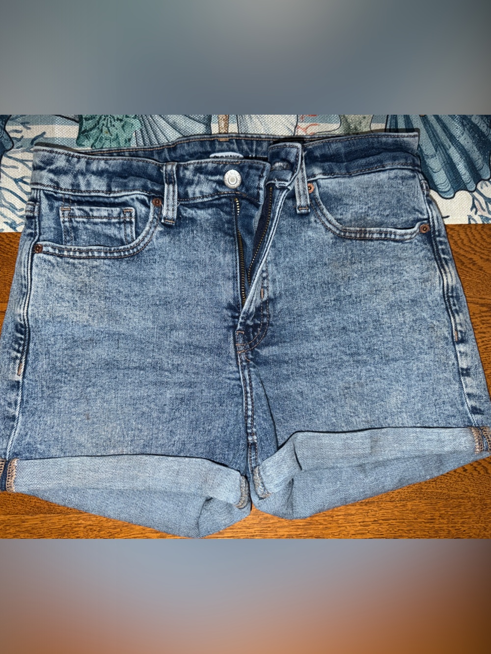 Old Navy High-Rise Rolled Hem Light Blue Denim Shorts